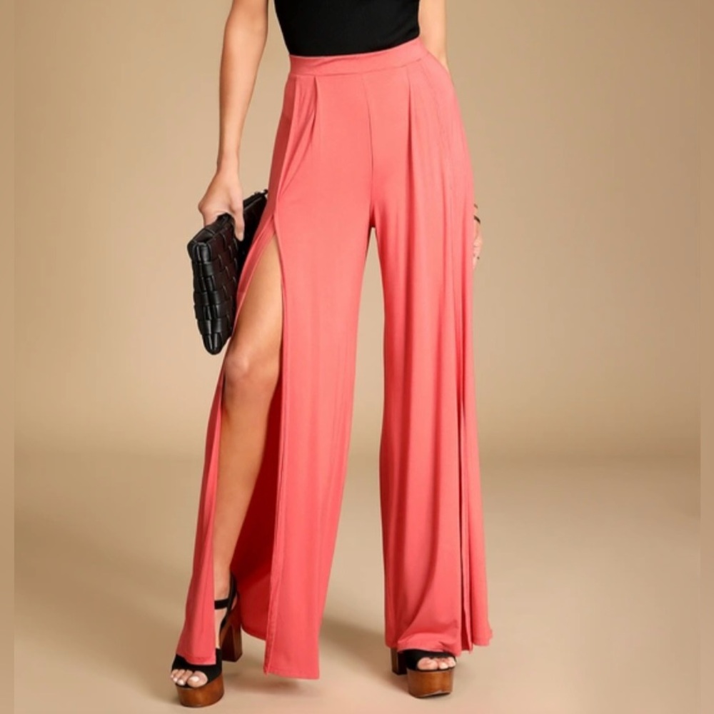 Lulus Palazzo Pants Elastic Pleated Waste Wide Leg Size Medium